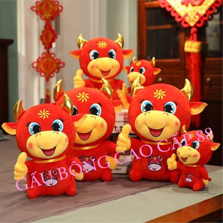 Gấu bông gối ôm Trâu tết vải nhung mịn co dãn 4 chiều siêu xinh