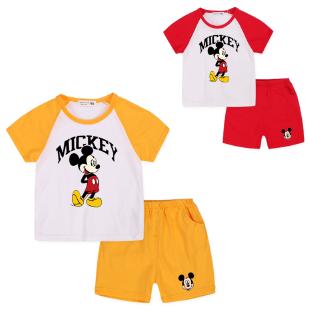 Set Áo Thun Tay Ngắn 100% Cotton 6 Màu &amp; Quần Dài Cho Bé Trai