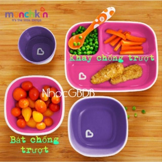 [TÁCH SET]] Khay ăn 3 ngăn chống trượt/ Cốc/ Bát Munchkin chính hãng