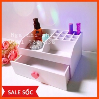 [Tặng 1 Hủ Đựng Cọ] Kệ mỹ phẩm trắng núm trái tim siêu cute