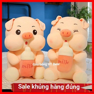 Heo bông ôm bình sữa - Gấu bông heo ôm bình sữa