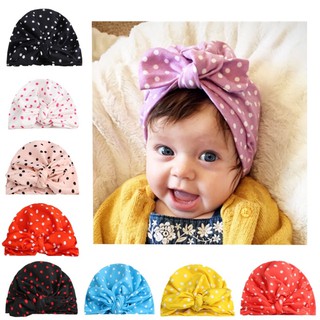 Turban mũ chấm bi có nơ cho bé gái 8 màu ms12263