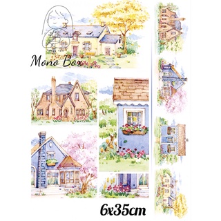 [Chiết] Washi tape 6x35cm chủ đề phong cảnh, băng dán trang trí làm tranh washi Mono_box