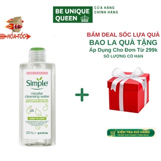Nước tẩy trang Simple kind to skin micellar cleansing water 200Ml cho da dầu nhạy cảm chính hãng (date xa)
