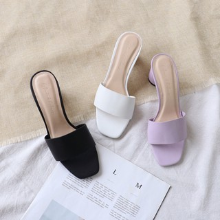 Dép cao gót nữ dáng guốc sandal gót tròn cao 5p quai ngang mũi vuông đẹp thời trang cao cấp bAimée &amp; bAmor – MS1671