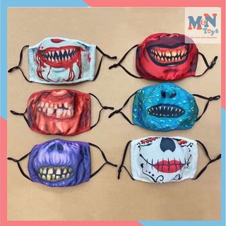 Khẩu trang vải kinh dị chống tia UV hàng cao cấp 3 lớp chất siêu đẹp hóa trang Halloween cho mọi lứa tuổi