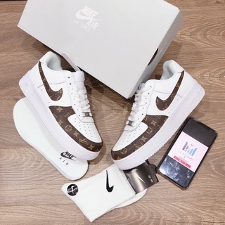 GIÀY AF X LV TRẮNG NÂU DA CAO CẤP [ FREESHIP + BOX ]