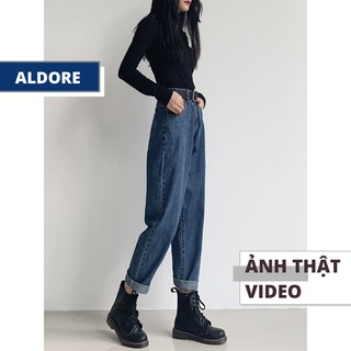 Quần Jeans Baggy Nữ Dáng Dài Trơn