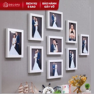 Bộ 9 khung ảnh DECOFU, khung tranh treo tường miễn phí in ảnh - 9B6