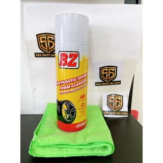 [Tặng Khăn]Chai xịt BZ Tires &amp; Plastic Shine - Phục hồi nhựa nhám bz, làm đen lốp bz 450ml