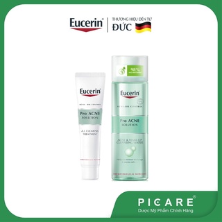 Combo Eucerin tinh chất giảm mụn Pro Acne A.I Treatment 40ml &amp; nước tẩy trang cho da nhờn mụn 200ml