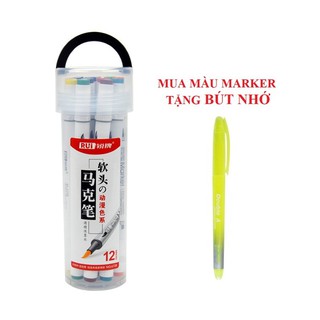 Bút màu Marker 12 màu RUI 6728-12 (Tặng bút nhớ dòng)