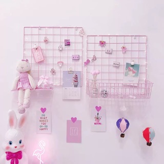 TẶNG ĐINH TREO - DECOR LƯỚI SỐNG ẢO HỒNG PASTE SIÊU CUTE  đủ kích thước, phụ kiện trang trí