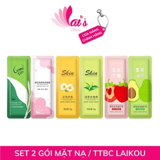 Set 2 Gói Mặt Nạ Bùn Và Tẩy Tế Bào Chết LAIKOU (3g) Dưỡng Ẩm, Sạch Sâu, Giảm Mụn, Sáng Mịn, Thu Nhỏ Lỗ Chân Lông