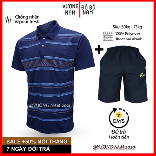 Bộ quần áo nam mặc nhà trung niên gồm áo thun và quần dù có size dưới 70kg VNTNB