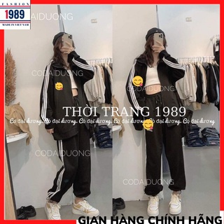 Set bộ thể thao - bộ thể thao nỉ áo khoác kéo khóa mix quần bom rút dây 2 màu /xám/đen THỜI TRANG 1989