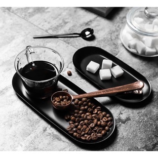 ( SẴN) Khay kim loại đen đựng trang sức, để đồ uống Size 23 cm