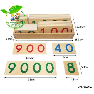 Hộp thẻ số bằng gỗ 1-9000 cỡ nhỏ Montessori (Small Wooden Number Cards With Box 1-9000)