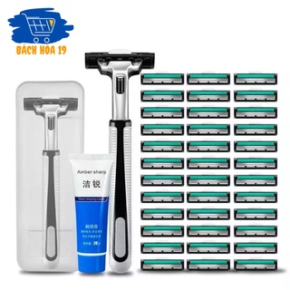 Bộ dao cạo râu 36 lưỡi kép - 1 bộ gồm có bàn cạo + 36 lưỡi kép siêu tiện lợi-ảnh thật chi tiết