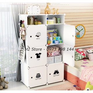 [CÓ ẢNH THẬT] TỦ NHỰA LẮP GHÉP 6Ô+2 Ô NHỎ CỬA THỜI TRANG HIỆN ĐẠI ĐỂ ĐỒ ĐA NĂNG THÔNG MINH sâu 47cm