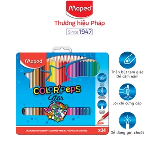 Chì màu Maped - Pháp (Hộp Thiếc) - 24 màu [Chính hãng]