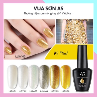 Sơn gel AS sơn móng tay gel sơn nhũ tone bạch kim trắng vàng ánh kim phụ kiện nail giá rẻ VUA SƠN AS mã LJSY 15ml