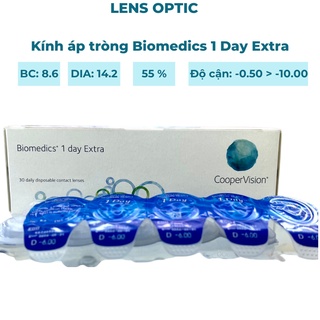 Kính áp tròng Biomedics 1 day Extra (combo 12 cặp), lens không màu 1 ngày có độ cận -Lens Optic