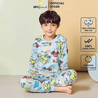 Đồ bộ tay dài quần áo thun cotton cho bé trai mặc nhà mùa thu đông dáng rộng Unifriend Hàn Quốc U1040