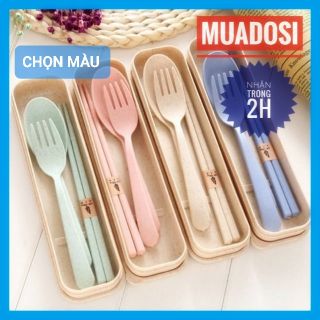 HCM - [Chọn Màu] Hộp Muỗng Đũa Nĩa Lúa Mạch An Toàn Tiện Dụng