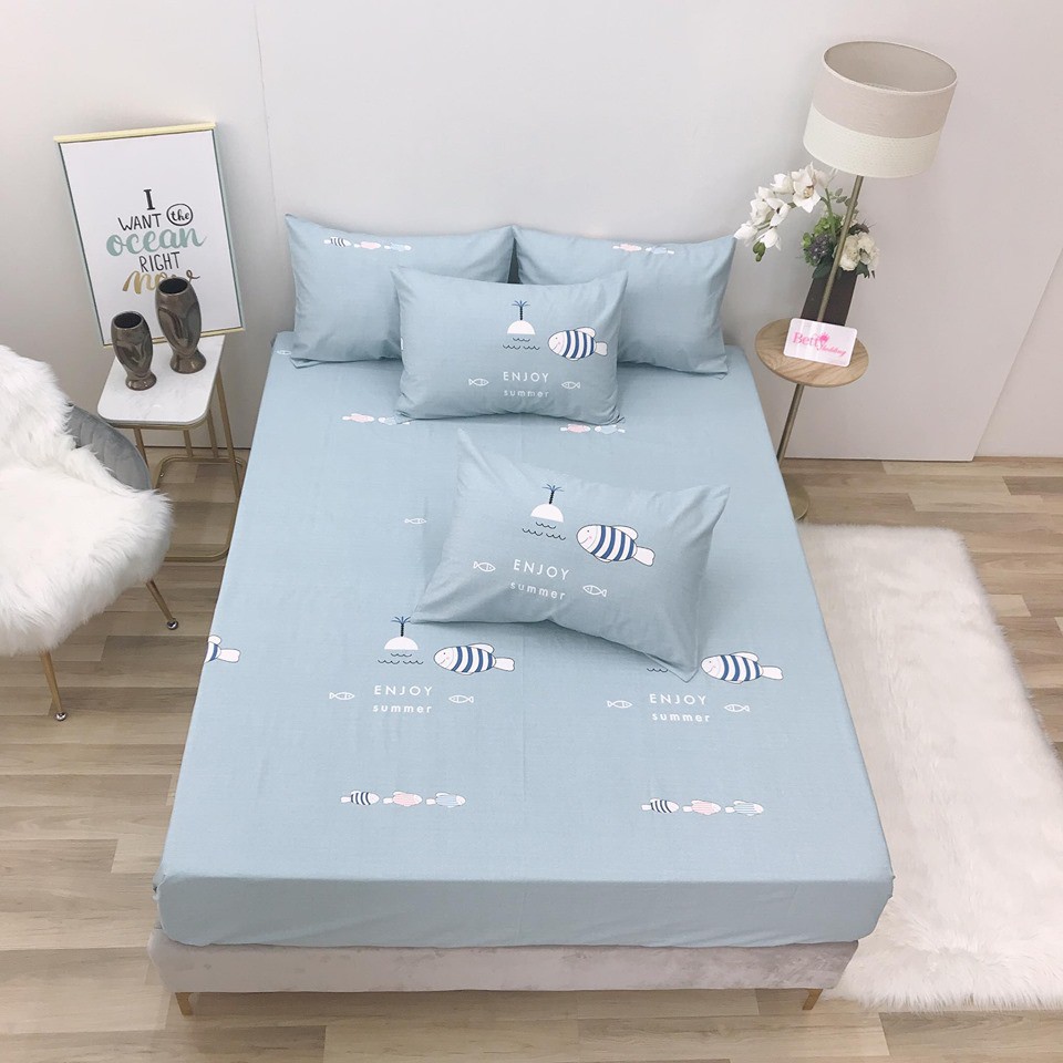 BỘ CHĂN GA GỐI (4 MÓN) CHẤT COTTON LỤA