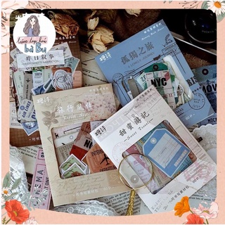 Set 30pcs stickers trang trí phong cách cổ điển “Vòng quanh thế giới”