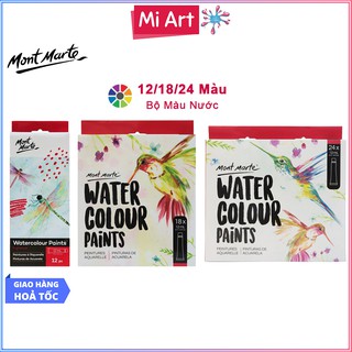Bộ Màu Nước Mont Marte 12/18/24 Màu x 12ml - Watercolour Paints Signature - PMHS0027/PMHS0048/PMHS0049