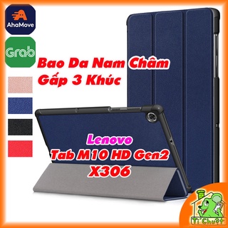 [Ảnh Thật] Bao da Lenovo Tab M10 HD Gen 2 10.1&quot; 2020 X306 Gấp 3 Khúc Lưng Cứng Có Nam Châm