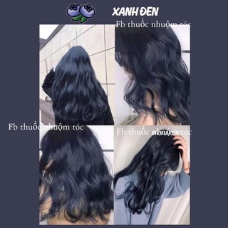 Trọn bộ Thuốc nhuộm tóc màu Xanh đen, nhuộm tóc tại nhà dễ dang, dưỡng tóc, tặng kèm trợ nhuộm (Mẫu mới nhất)