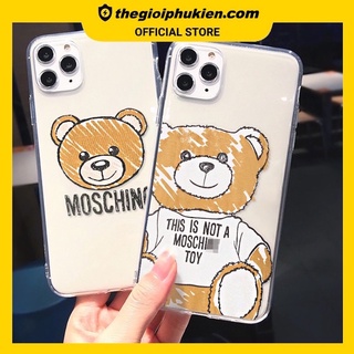 Ốp lưng iphone silicon dẻo trong Gấu nâu Mochino dành cho ip 6 đến 14promax - T09
