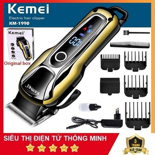 Tông Đơ Chuyên Nghiệp 2 Mức Điều Chỉnh Tốc Độ Màn Hình LCD Kemei KM-1990 Siêu Phẩm 2020