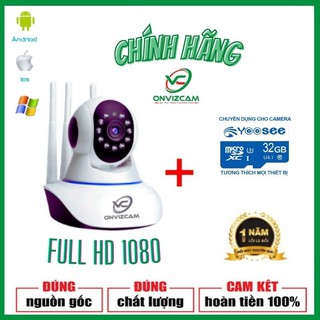 Camera wifi không dây 3 anten hình ảnh 1080P app carecampro/ thẻ nhớ chính hãng chuyên dụng cho camera