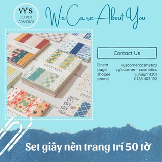 SET 50 TỜ GIẤY NỀN TRANG TRÍ SỔ VINTAGE