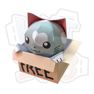 Mô hình giấy động vật Hộp mèo con cute