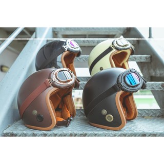 Mũ bảo hiểm 3/4 cao cấp lót nâu (TẶNG CHONG CHÓNG)