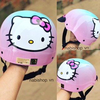Mũ bảo hiểm Kitty dễ thương Ombre 2 màu -Hàng chuẩn loại 1- Sắc nét từng chi tiết