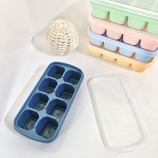 Khay trữ đông 8 ngăn mini đựng đồ ăn dặm, khay làm đá silicon, có nắp đậy tránh mùi tủ lạnh Nuoiconkieuhan