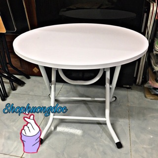 Bàn tròn cao 50cm chân trắng
