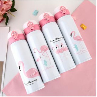 Bình giữ nhiệt 500ml siêu dễ thương phối màu cá tính - Bình giữ nhiệt Inox cao cấp Hồng Hạc