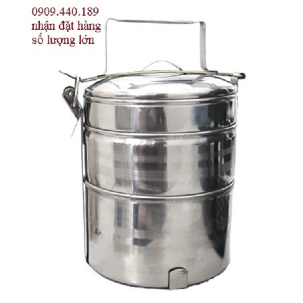 Cà mên 3 ngăn inox (cao 9cm - 6cm - 4cm)