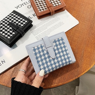 Ví Nữ Ngắn Cao Cấp Cầm Tay, Bóp Nữ Mini thời trang Đẹp T18 ST1 Houndstooth Da PU nhỏ gọn tiện lợi