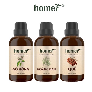 Combo 3 tinh dầu Gỗ Hồng + Hoàng Đàn + Quế Homer 20ml/chai