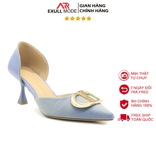 Giày cao gót nữ màu blueness chất liệu silk leather cao cấp, cao 6,5cm Chính hãng Exull Mode 1116702630