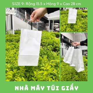 300 chiếc túi giấy kraft Nhật màu trắng Size 9 -15.5x9x28cm CÓ QUAI