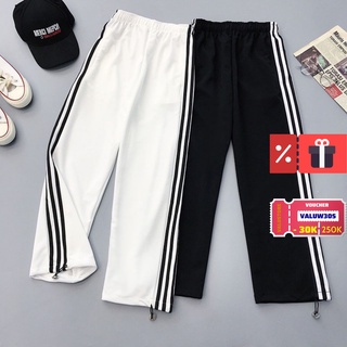 Quần JOGGER 3 SỌC dây rút ống rộng unisex nam nữ form rộng chất poly